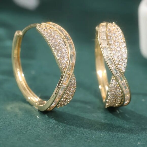 Jewelry - 14K Gold Womens 2ct Diamond Small Hoop Earrings Ladies NEW 14 K Silver Jewelry